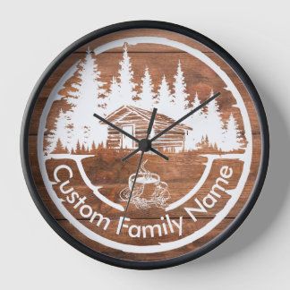 Horloge Chalet Cabane Grange Maison | Nom de Famille Perso