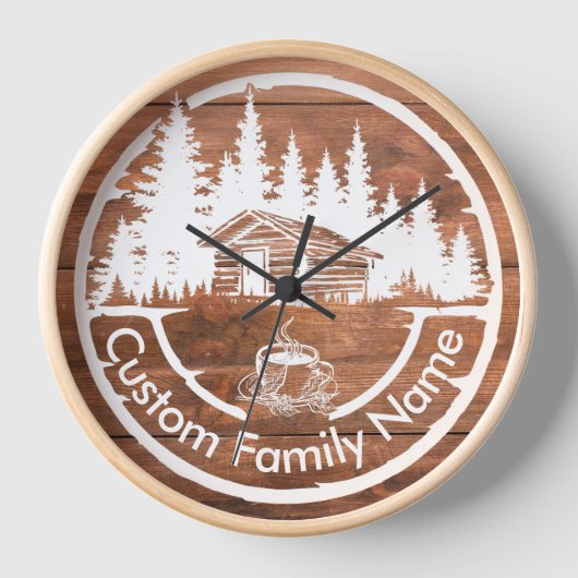 Horloge Chalet Cabane Grange Rustique | Nom de Famille Per (Recto)