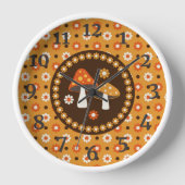 Horloge Champignons et fleurs doux rétro (Recto)