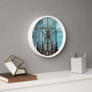 Horloge Chandelier en bois d'Aqua Rustique