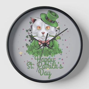 Horloge Chapeau vert Shamrock chanceux Jour de la Saint-Pa