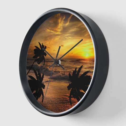 HORLOGE CHASSE COUCHES DE SOLEIL OCÉAN SCÉNARIO NATURE (Angle)