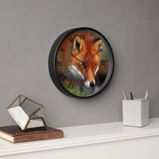 Horloge Chasse Red Fox peinture à l'huile (Bureau)