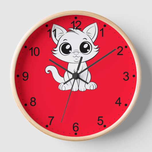 Horloge Chat blanc adorable (Recto)