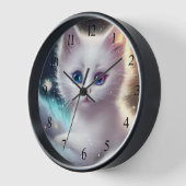 Horloge Chat blanc bouffé d'Imaginaire (Angle)