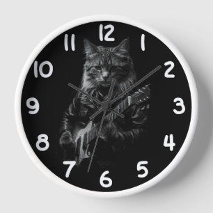 Horloge Chat cool Jouer Guitare électrique