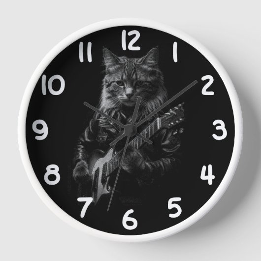 Horloge Chat cool Jouer Guitare électrique (Recto)