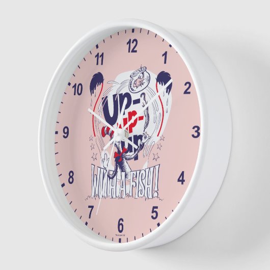 Horloge Chat dans le Casquette | Montez Avec Un Poisson (Angle)