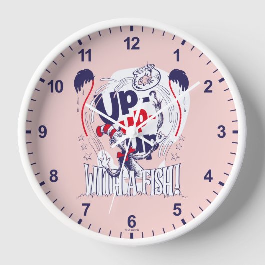 Horloge Chat dans le Casquette | Montez Avec Un Poisson (Recto)