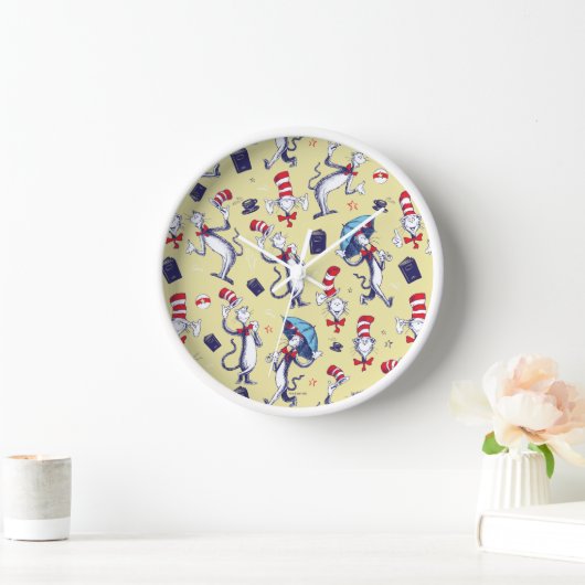 Horloge Chat Dans Le Casquette | Motif jaune (Maison)