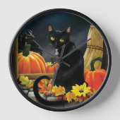 Horloge Chat d'Halloween noir (Recto)