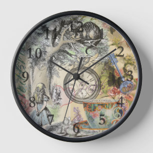 Horloge Chat du Cheshire Alice au Pays des Merveilles Clas