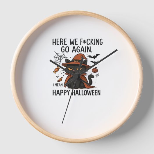 Horloge Chat Grumpy Halloween T-shirt classique (Recto)