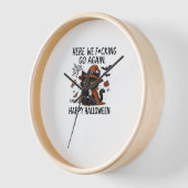 Horloge Chat Grumpy Halloween T-shirt classique (Angle)