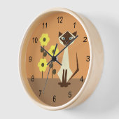 Horloge Chat Kitty et fleurs (Angle)