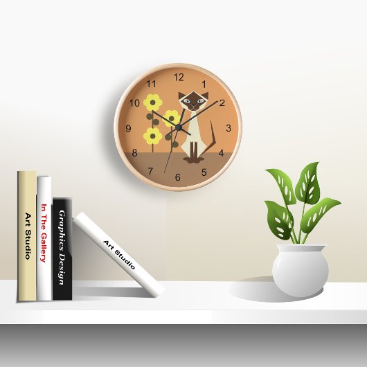 Horloge Chat Kitty et fleurs