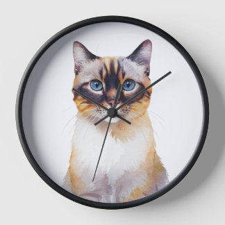 Horloge Chat minimaliste Lynx Point Siamese inspiré