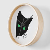 Horloge chat noir aux yeux verts (Angle)