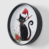 Horloge Chat noir de fête (Angle)