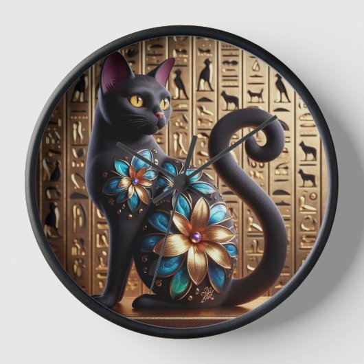 Horloge chat noir égyptien (Recto)