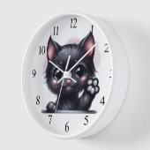 Horloge Chat noir kawaii adorable (Angle)