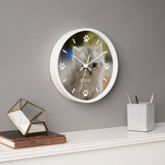 Horloge Chat ou chien Paw Personnalisé Animaux de compagni (Bureau)