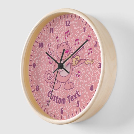 Horloge Chat rose avec Violon (Angle)