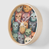 Horloge Chats colorés Doodle lunatique (Angle)