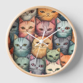 Horloge Chats colorés Doodle lunatique (Recto)
