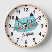 Horloge Chatte drôle pour enfants en garderie (Recto)