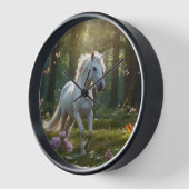 Horloge Cheval blanc et amis de la forêt (Angle)