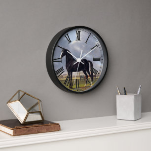 Horloge Cheval de course noir vers 1828
