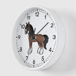 Horloge Cheval de dessin animé Shire Clydesdale Vanner Tsi