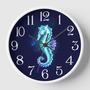 Horloge Cheval de mer de glace cristal sur Arrière - plan