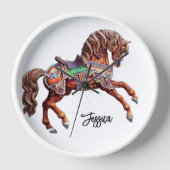 Horloge Cheval en bois orné (Recto)