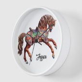 Horloge Cheval en bois orné (Angle)