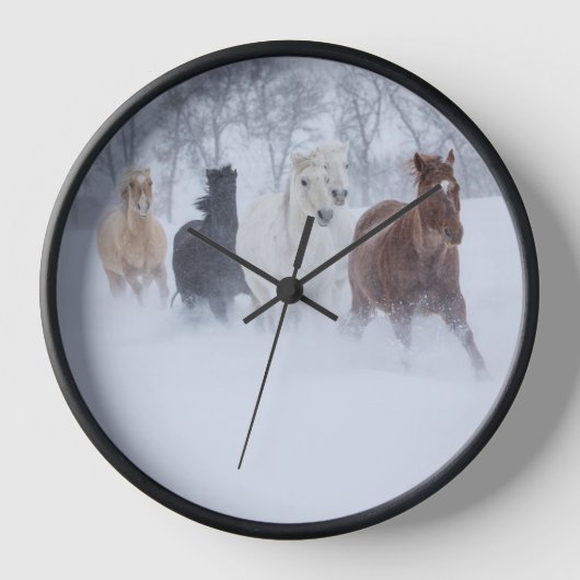 Horloge Chevaux courant à travers la neige (Recto)