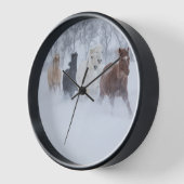 Horloge Chevaux courant à travers la neige (Angle)