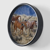 Horloge Chevaux errant dans les collines (Angle)
