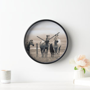 Horloge Chevaux Quarter Horse dans la Prairie Canadienne