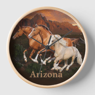 Horloge Chevaux sauvages d'Arizona