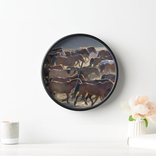 Horloge Chevaux sur le ranch, Mongolie Intérieure, Chine (Maison)
