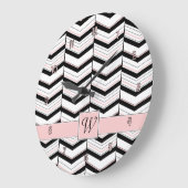Horloge Chevron noir blanc et blanc (Angle)