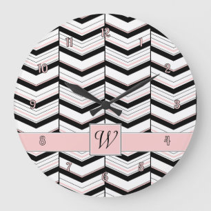 Horloge Chevron noir blanc et blanc