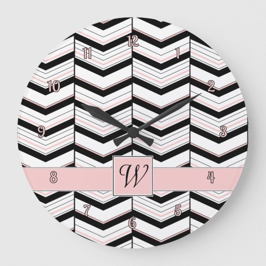 Horloge Chevron noir blanc et blanc (Recto)