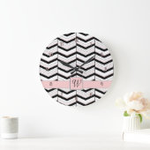 Horloge Chevron noir blanc et blanc (Maison)