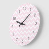 Horloge Chevron rose et blanc moderne - chiffres g (Angle)