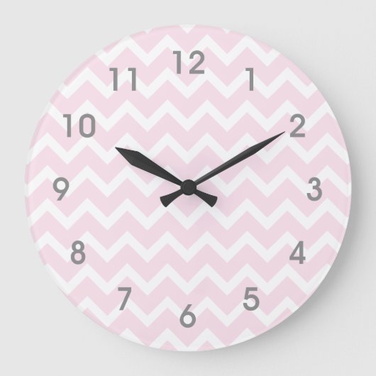 Horloge Chevron rose et blanc moderne - chiffres g (Recto)
