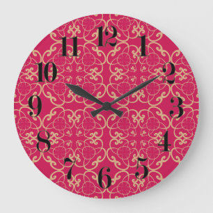 Horloge chic de Boho de fleur rouge