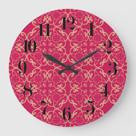 Horloge chic de Boho de fleur rouge (Recto)